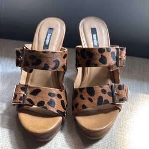 Kensie Brown and Black Platform Shoes Leopard Print